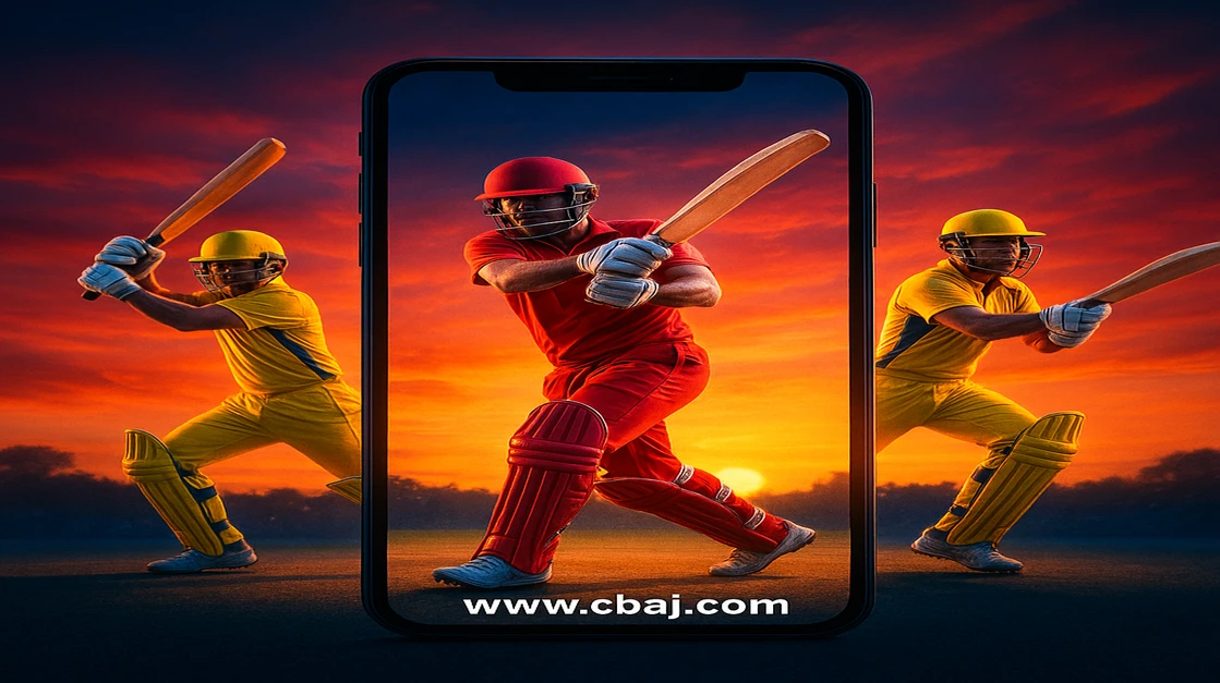 cbaj ক্রিকেট গেমিং অ্যাপটি প্রদর্শিত একটি স্মার্টফোনের নিকট-দৃষ্টির ক্লোজ-আপ; এতে ম্যাচের জন্য প্রস্তুত থাকা পেশাদার খেলোয়াড়দের একটি দল দেখা যাচ্ছে। এই অ্যাপটি আপনার সব ক্রিকেট অ্যাকশনের জন্য ডাউনলোড করুন।